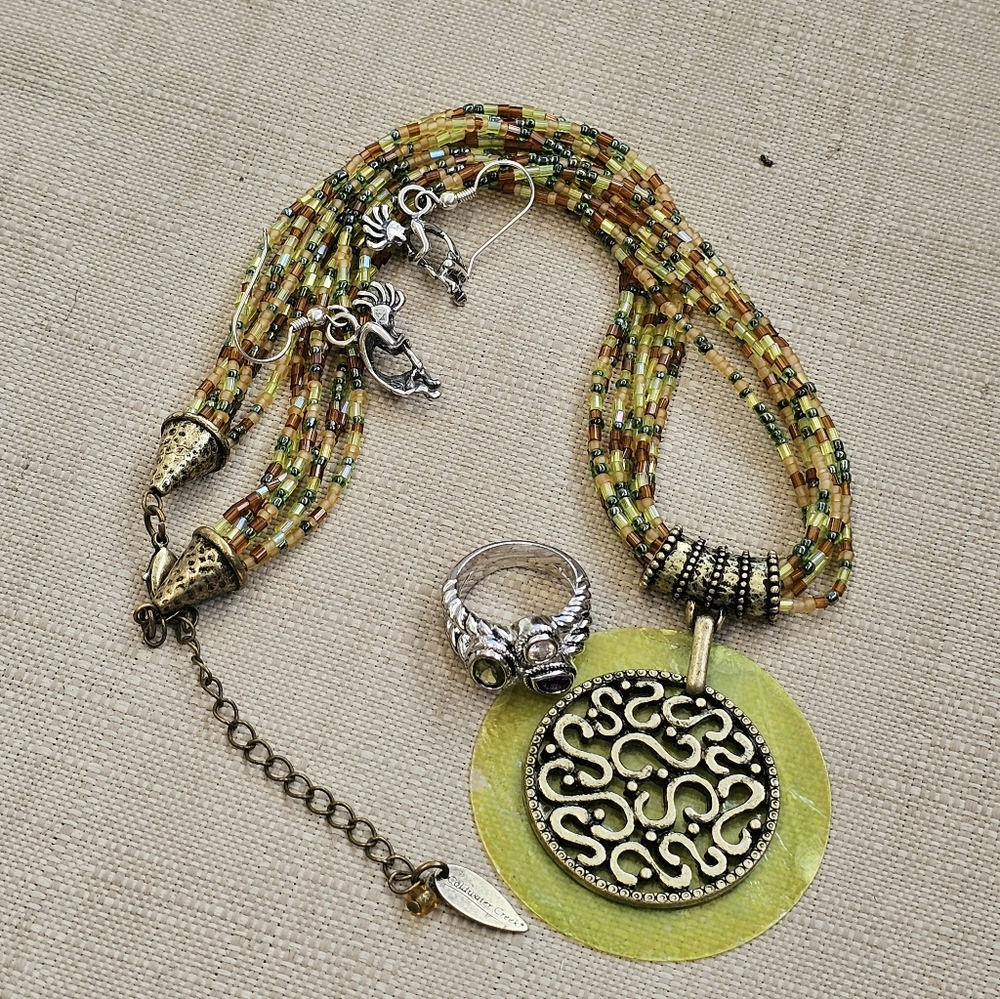 SET! Coldwater Creek Necklace and 925 Rope Ring with 925 Kachina Earrings SET!